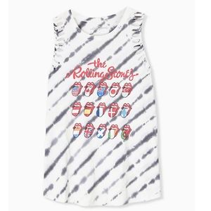 THE ROLLING STONES WHITE & BLACK TIE-DYE CREW TANK